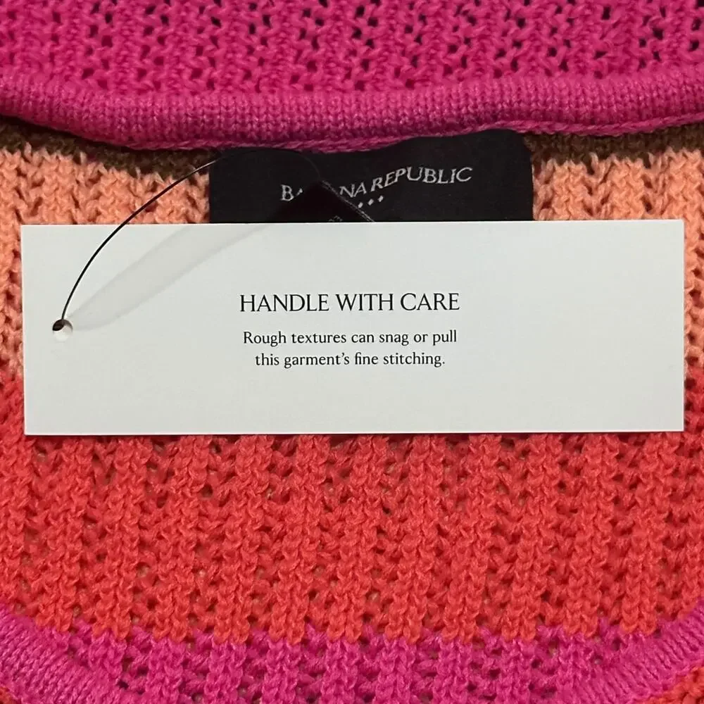 New $120 BANANA REPUBLIC Open-Stitch Midi Sweater Knit Dress Striped Pool Beach